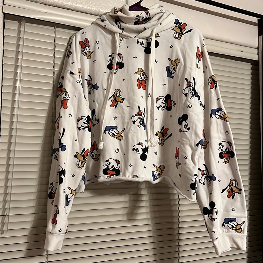 NWOT Disney fleece cream cropped turtleneck-hoodie size:XL